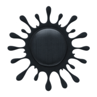 Preto tinta Espirrar formulários circular padronizar com irradiando gotas, criando dinâmico e artístico Projeto. lustroso textura acrescenta profundidade e contraste para imagem png