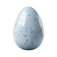 Glossy, speckled blue egg with smooth surface and reflective highlights, resembling decorative or artistic object. egg unique pattern and color create visually appealing and modern design png