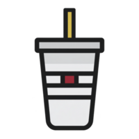 Minimalist illustration of disposable cup with straw, featuring simple design and neutral colors, evokes modern and clean aesthetic png
