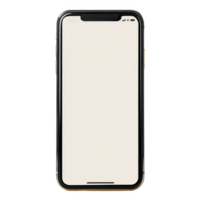 Modern smartphone with blank screen is displayed, showcasing sleek design and minimalistic style. device is positioned vertically, highlighting its thin bezels and rounded edges png
