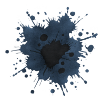 Dark blue watercolor splash with scattered droplets creates abstract and artistic design, perfect for creative backgrounds or artistic projects png