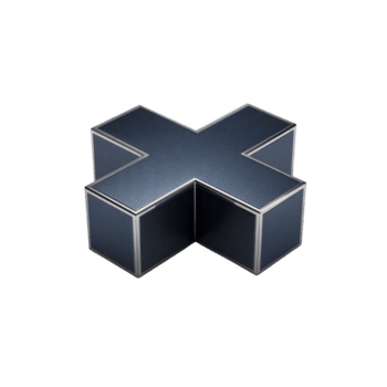 3d metallico attraversare sagomato struttura con costine struttura e riflessivo superficie, isolato su trasparenza sfondo. design è moderno e industriale, in mostra geometrico precisione png