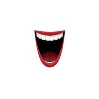 Wide, open mouth with bright white teeth and red lips, expressing joy and excitement, is depicted against plain background. image conveys sense of happiness and enthusiasm png