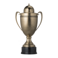 Shiny gold trophy with elegant handles and black base, symbolizing achievement and success. trophy intricate design and polished finish make it prestigious award png