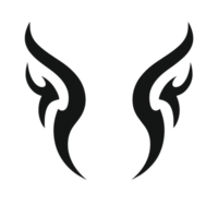 Stylized black wings with tribal design create bold and striking visual. symmetrical pattern adds sense of balance and elegance, making it ideal for tattoos or logos png