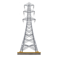 Tall metal electricity transmission tower stands against clear background, showcasing its intricate lattice structure and multiple crossarms designed for power lines png