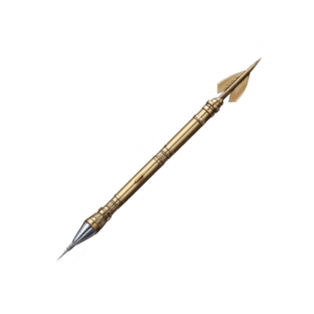 elegante, oro colorato dardo con metallico mancia e piumato coda, progettato per precisione e stile nel dardo Giochi. elegante design Aggiunge toccare di lusso per qualunque bersaglio per freccette impostare png