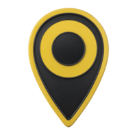 Yellow and black location pin icon with modern design, often used in digital maps and navigation applications to mark specific points of interest png