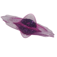 Vibrant, abstract 3D mesh structure in shades of pink and purple, resembling dynamic wave or futuristic landscape, set against transparent background png