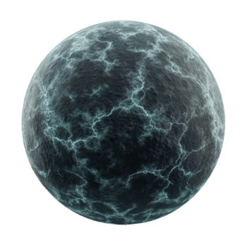 texturizado esfera con oscuro superficie y brillante, relámpago me gusta patrones crea dramático y misterioso efecto. intrincado diseño sugiere energía y movimiento png