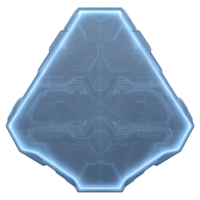 Glowing blue futuristic shield with intricate circuit patterns and hexagonal shape, evoking sense of advanced technology and digital protection png