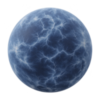 Glowing blue sphere with electric patterns creates sense of energy and mystery. intricate lightning like design on surface adds dynamic and futuristic feel png