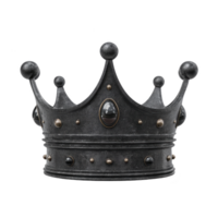 Black metallic crown with ornate details and gemstones, exuding regal and elegant appearance. crown features classic design with pointed arches and decorative elements png