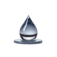 Single, clear water droplet sits on smooth surface, reflecting light and creating sense of purity and freshness. droplet transparency and shape are emphasized against plain background png