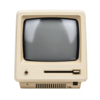 Vintage beige computer monitor with retro design and floppy disk drive slot evokes nostalgia for early computing technology png