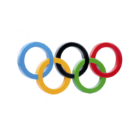 Image shows Olympic rings symbol, representing unity of five continents and global nature of Olympic Games. rings are interlinked and colored blue, yellow, black, green, and red png