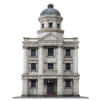 Elegant neoclassical building with domed roof and symmetrical facade, featuring tall columns and large windows, exuding historical charm and architectural grandeur png