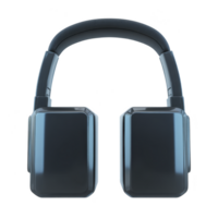 Sleek black over ear headphones with modern design, featuring padded headband and rectangular ear cups, perfect for immersive audio experiences png