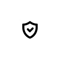 Black shield icon with checkmark symbolizes security and protection, often used in digital contexts to represent safety and trust png
