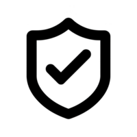 Black shield icon with checkmark symbolizes security and protection, conveying sense of safety and trust png