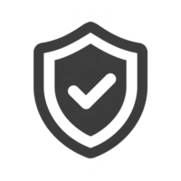 Black shield icon with checkmark symbolizes security and protection, representing safety and reliability png