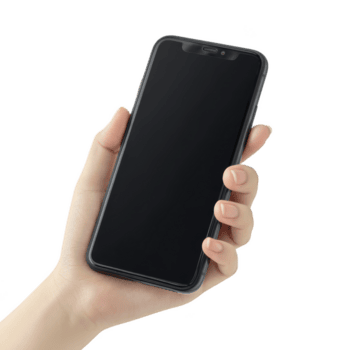 hand innehav modern smartphone med tom skärm, isolerat på genomskinlighet bakgrund. bild fokuserar på enhet, visa upp dess elegant design och pekskärm gränssnitt png