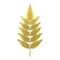 Golden leaf with intricate details and symmetrical design, evoking sense of elegance and luxury. leaf metallic sheen and natural form create striking visual contrast png