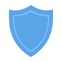 Blue shield icon with simple, minimalist design represents protection and security. shield smooth edges and solid color convey sense of reliability and trust png