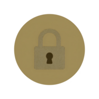 Brown circular icon features padlock symbol, representing security and privacy. design is simple and clear, conveying sense of protection and confidentiality png