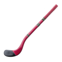 Red hockey stick with black blade and grip, featuring striped accents, isolated on transparency background. stick is designed for field or ice hockey, showcasing sleek and sporty design png