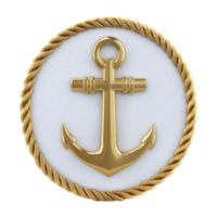 dourado âncora é centrado dentro circular corda quadro, simbolizando marítimo temas e náutico aventuras. Projeto é elegante e clássico, evocando sentido do estabilidade e força png