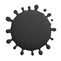 Black ink splatter with circular shape and irregular edges, resembling splash or blotch, isolated on transparency background png