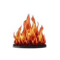 Vibrant illustration of realistic flames with orange and yellow hues, creating dynamic and intense visual effect. fire appears to be burning on flat surface, isolated on transparency background png