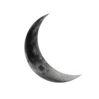 Crescent moon with detailed craters and transparency background creates serene and mysterious atmosphere. moon surface texture is clearly visible, highlighting its natural beauty png