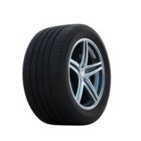 Sleek car tire with shiny alloy wheel, showcasing modern design and deep tread pattern, ideal for high performance vehicles. image highlights tire durability and style png