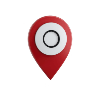 Red and white 3D map pin icon with circular design, symbolizing location or navigation, isolated on transparency background png