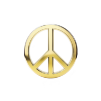 Shiny gold peace symbol on transparency background, representing harmony and tranquility. metallic finish adds touch of elegance to iconic design png