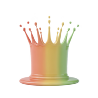 Vibrant splash of multicolored paint forms crown shape, showcasing dynamic blend of red, orange, and green hues. fluid motion and vivid colors create artistic and energetic visual png
