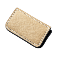 bege couro fragmento com branco costura, exibindo texturizado superfície e retangular forma, isolado em transparência fundo. fragmento é projetado para usar dentro trabalhos manuais ou reparos png
