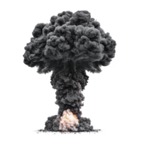 Large, dramatic explosion with towering mushroom cloud of dark smoke and fire, evoking sense of power and destruction. image captures intense energy and impact of blast png