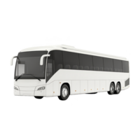 Sleek, modern white coach bus with tinted windows and multiple axles, designed for comfortable long distance travel. bus is shown on plain background, highlighting its streamlined design png
