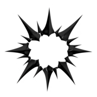 Black starburst shape with jagged edges creates dynamic and bold visual impact, often used in graphic design to highlight or emphasize content png