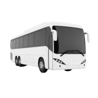 Sleek, modern white coach bus with tinted windows and multiple wheels, designed for comfortable long distance travel. bus is shown on transparent background png