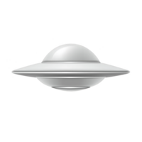 Sleek, metallic UFO with classic saucer shape hovers against transparent background, evoking mystery and intrigue. smooth, reflective surface suggests advanced technology png