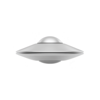 Sleek, metallic UFO with classic saucer shape, featuring smooth dome on top, isolated on transparency background. design is simple yet futuristic, evoking curiosity and intrigue png
