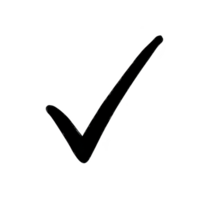 Black check mark symbol on transparency background, representing approval or completion. simple design conveys clarity and affirmation png
