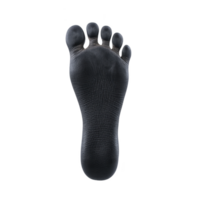 Detailed black footprint on transparency background showcases intricate patterns and textures, highlighting unique lines and curves of sole png