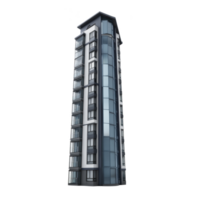 Modern high rise apartment building with sleek glass windows and contemporary design, featuring multiple balconies and stylish facade png
