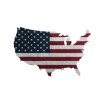 Image shows silhouette of United States map filled with American flag design, symbolizing patriotism and national pride png