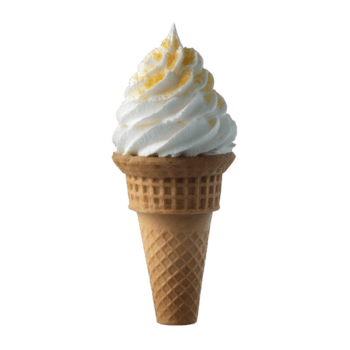 utsökt vanilj mjuk tjäna is grädde kon med våffla kon, toppade med virvla runt av krämig textur och ledtråd av citron- krydda, isolerat på genomskinlighet bakgrund png